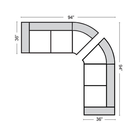 Quincy - Left Arm Loveseat w/ 1/2 Curve & Right Arm Loveseat w/ 1/2 Curve  94x94