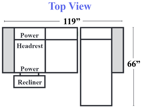 C197 - F00-LAF Power Recliner w/ Power Headrest + 291-Armless Chair & 1/2 + 049-RAF Chaise