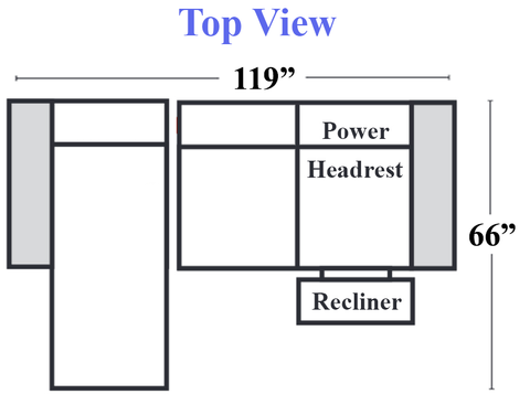 C197 - 047-LAF Chaise + 291-Armless Chair & 1/2 + F02-RAF Power Recliner w/ Power Headrest