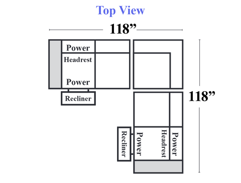 Natuzzi C142 - 482-LAF Power Reclining Loveseat + 489-Corner + 483-RAF Power Reclining Loveseat