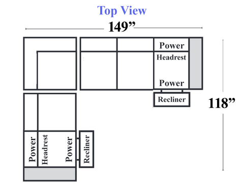 Natuzzi C142 - 482-LAF Power Reclining Loveseat + 489-Corner + 291-Armless Chair + 483-RAF Power Reclining Loveseat