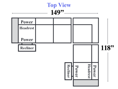 Natuzzi C142 - 482-LAF Power Reclining Loveseat + 291-Armless Chair + 489-Corner + 483-RAF Power Reclining Loveseat