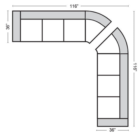 Quincy - Left Arm 3 Seat Sofa w/ 1/2 Curve & Right Arm 3 Seat Sofa w/ 1/2 Curve  116x116
