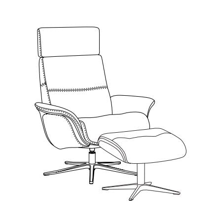 SP5100WET - Space Chair & Footstool w/ Wood Arm (W33"xD33")