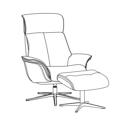SP5400WET - Space Chair & Footstool w/ Wood Arm (W33"xD33")